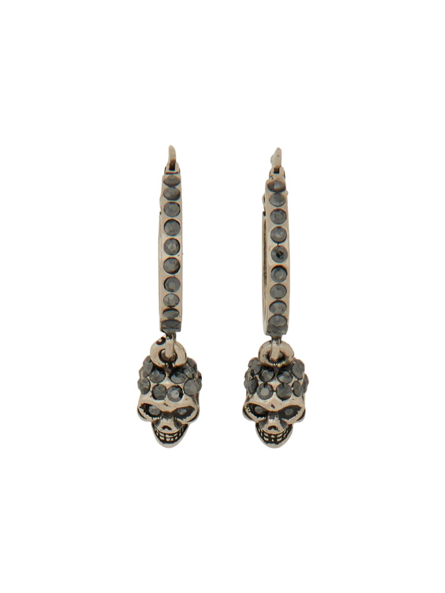 ALEXANDER McQUEEN ORECCHINI A CERCHIO SKULL IN OTTONE