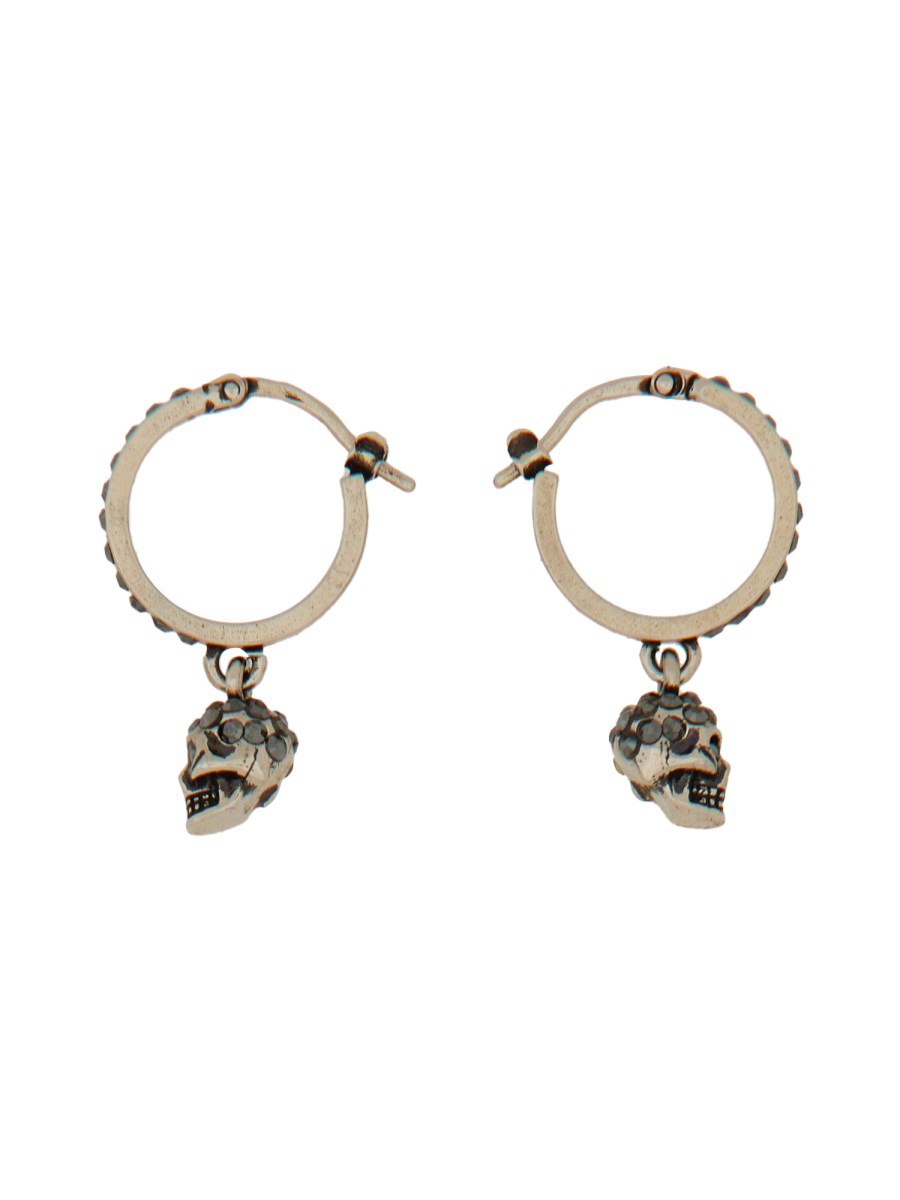 ALEXANDER McQUEEN ORECCHINI A CERCHIO SKULL IN OTTONE