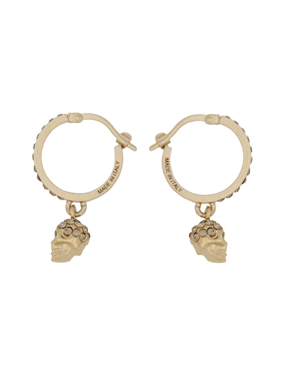 ALEXANDER McQUEEN ORECCHINI A CERCHIO SKULL IN OTTONE