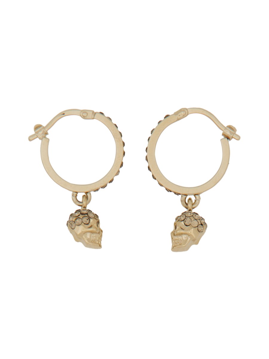 ALEXANDER McQUEEN ORECCHINI A CERCHIO SKULL IN OTTONE