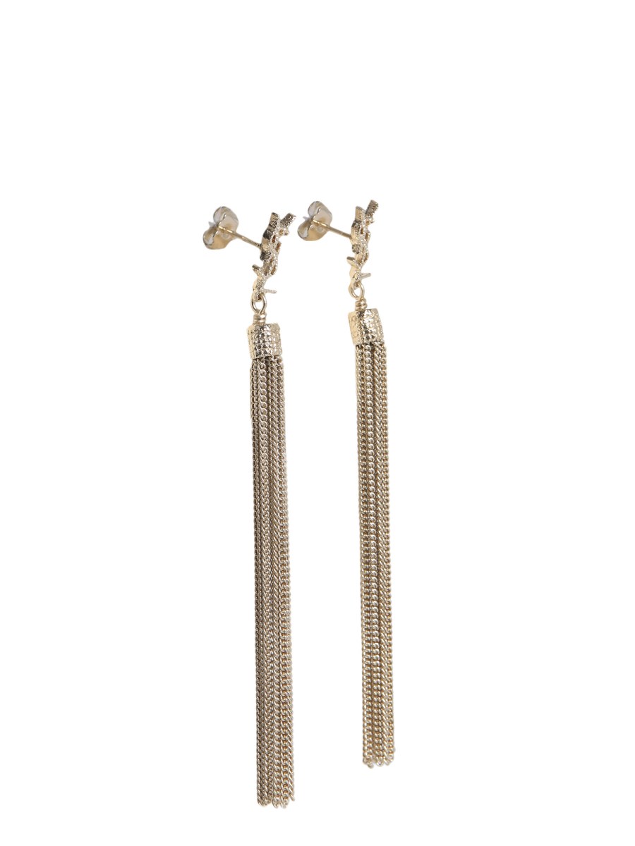 SAINT LAURENT ORECCHINI LOULOU CON NAPPINE A CATENA IN OTTONE