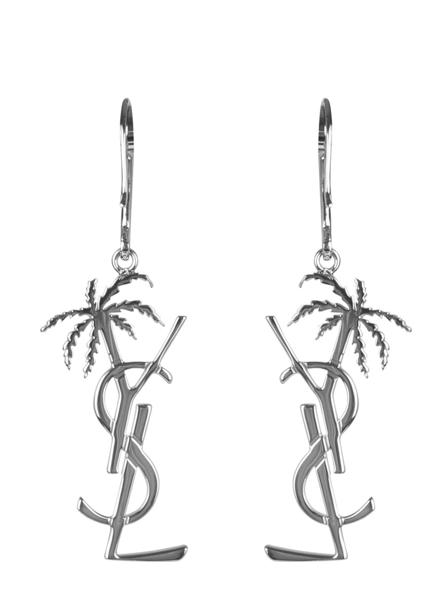 SAINT LAURENT ORECCHINI MONOGRAM PALMIER IN METALLO