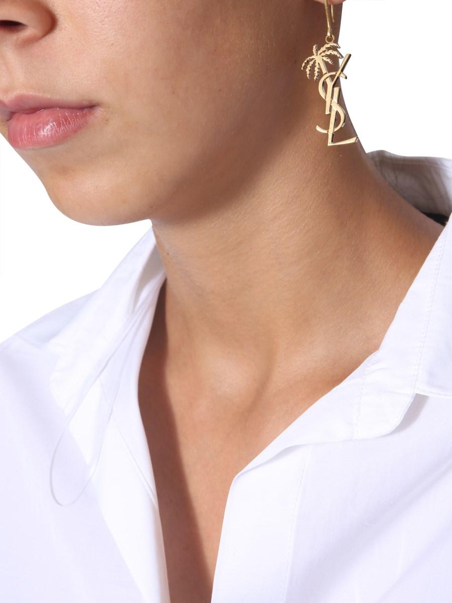 SAINT LAURENT ORECCHINI MONOGRAM PALMIER IN METALLO