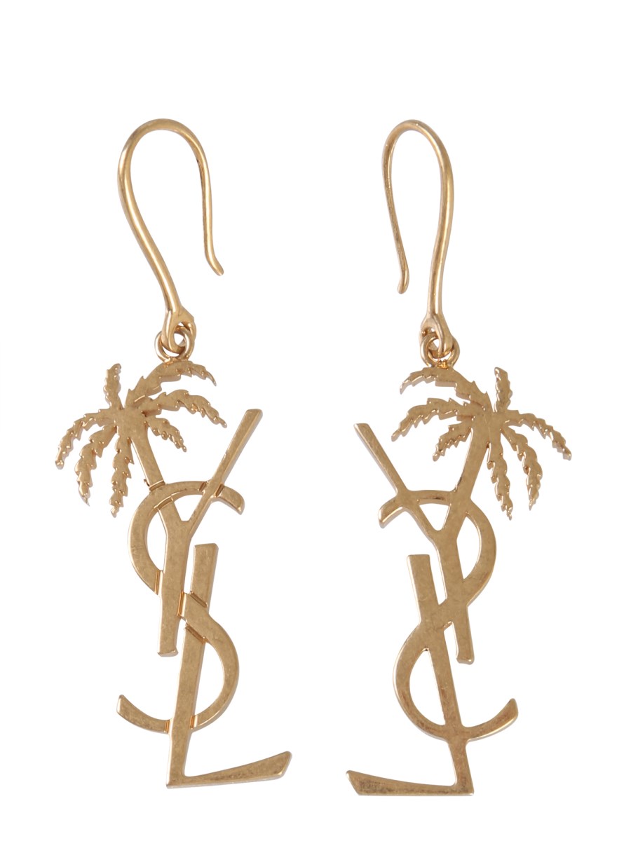 SAINT LAURENT ORECCHINI MONOGRAM PALMIER IN METALLO