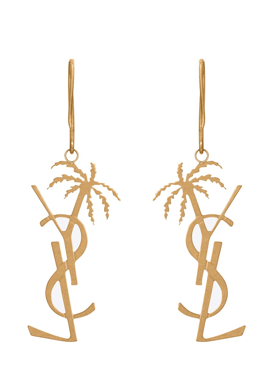 SAINT LAURENT ORECCHINI MONOGRAM PALMIER IN METALLO