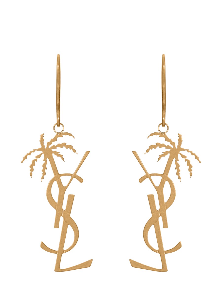 SAINT LAURENT ORECCHINI MONOGRAM PALMIER IN METALLO