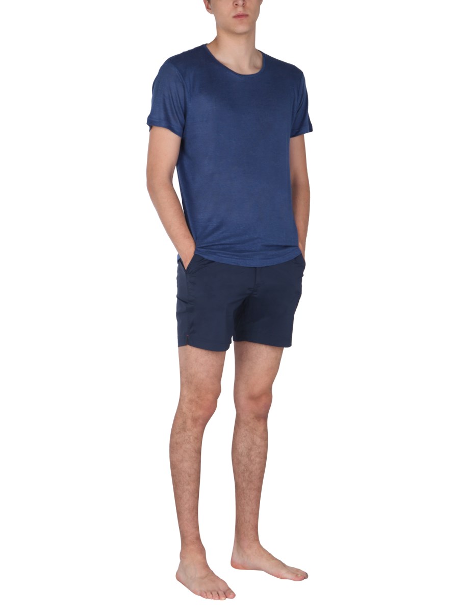 ORLEBAR BROWN T-SHIRT "OBT" GIROCOLLO IN LINO