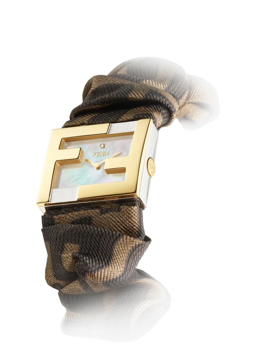 FENDI OROLOGIO RETTANGOLARE CON LUNETTA FF FENDI MANIA BAGUETTE