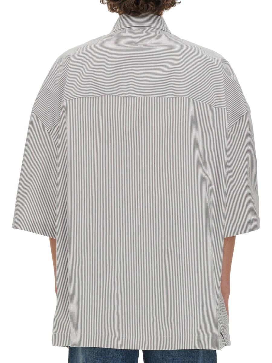 BOTTEGA VENETA OVERSHIRT IN COTONE A RIGHE CON RICAMO "BV"