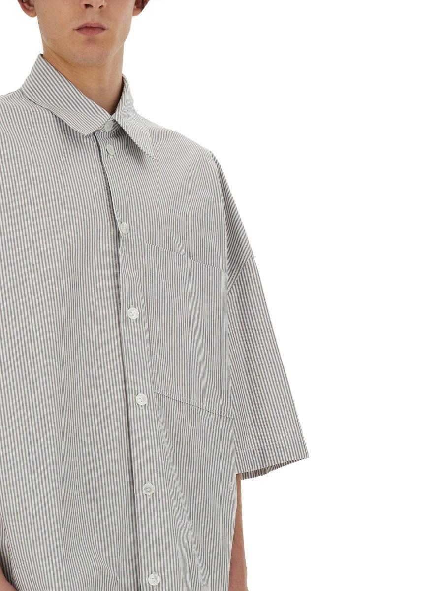 BOTTEGA VENETA OVERSHIRT IN COTONE A RIGHE CON RICAMO "BV"