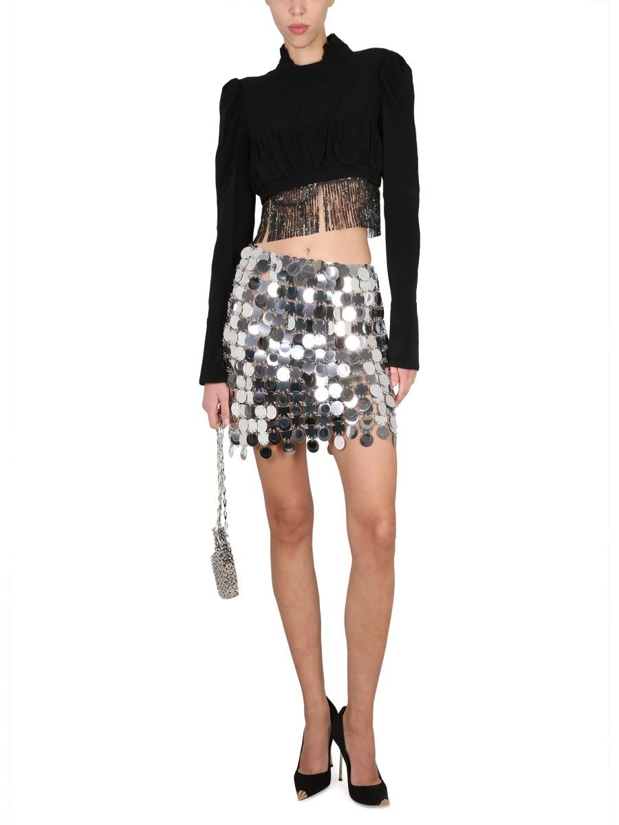 PACO RABANNE CROP TOP CON FRANGE IN ACETATO