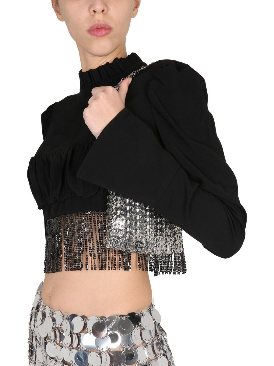 PACO RABANNE CROP TOP CON FRANGE IN ACETATO