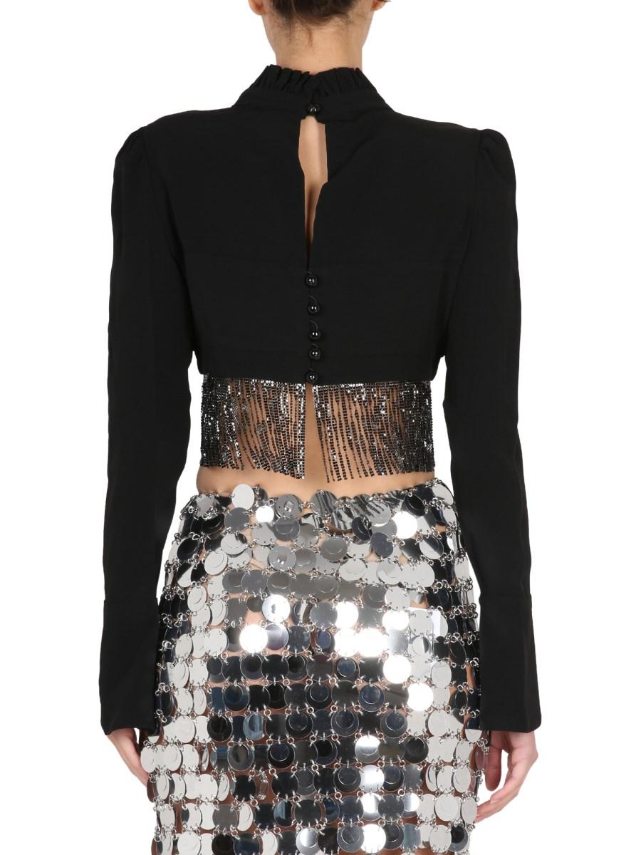 PACO RABANNE CROP TOP CON FRANGE IN ACETATO