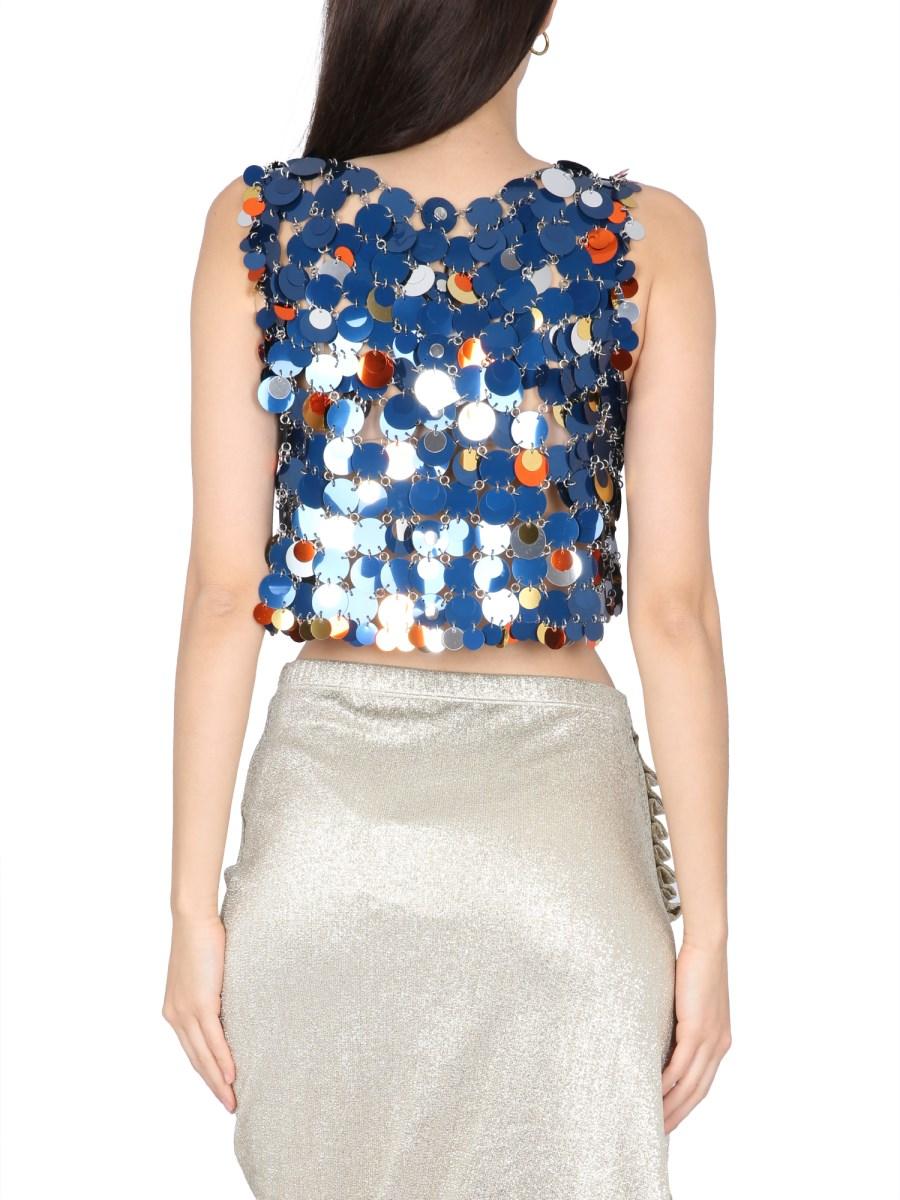 PACO RABANNE TOP ASSEMBLAGE CON PAILLETTES