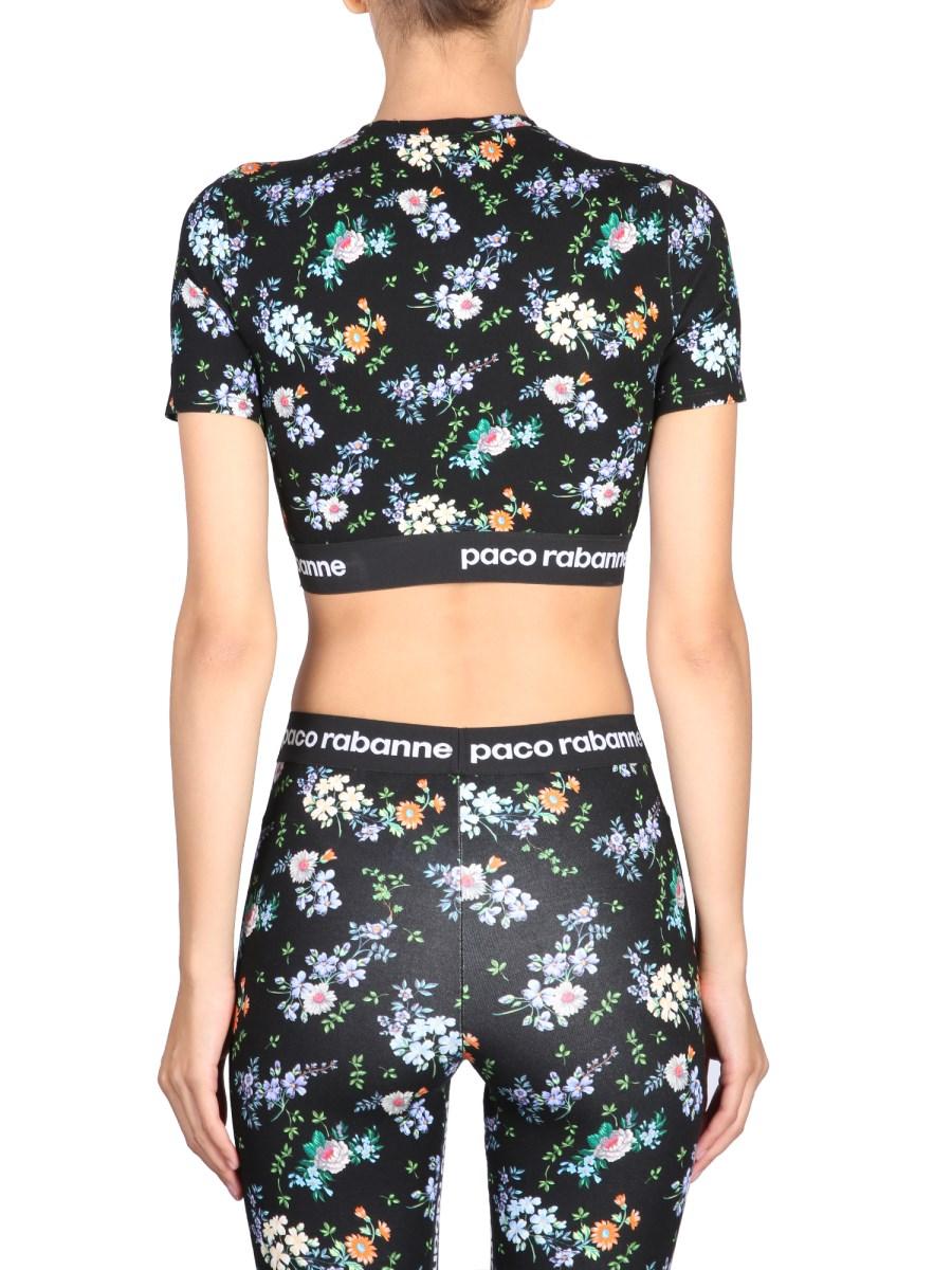 PACO RABANNE TOP CROPPED CON MOTIVO FLOREALE
