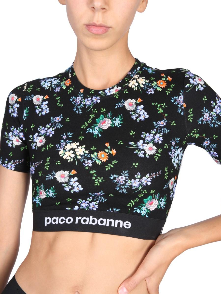 PACO RABANNE TOP CROPPED CON MOTIVO FLOREALE