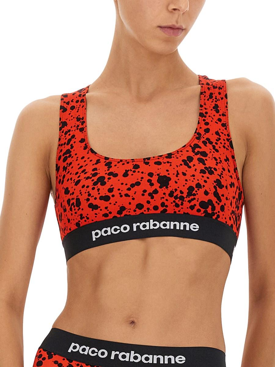 PACO RABANNE TOP IN MISTO VISCOSA CON BANDA LOGATA