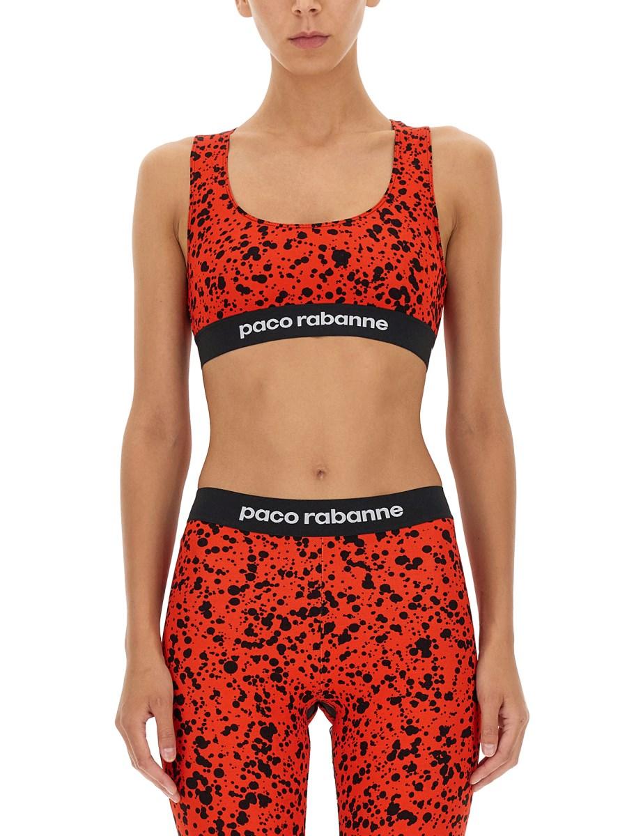 PACO RABANNE TOP IN MISTO VISCOSA CON BANDA LOGATA