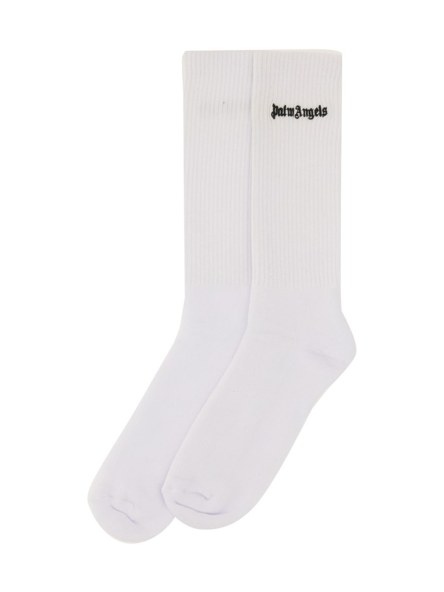 PALM ANGELS CALZINI ALTI IN COTONE CON RICAMO LOGO