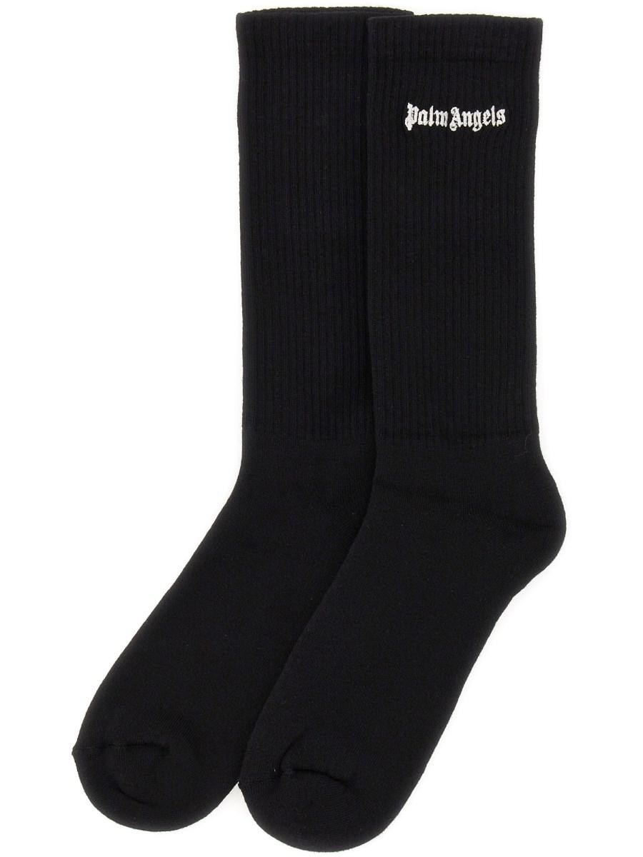PALM ANGELS CALZINI ALTI IN COTONE CON RICAMO LOGO