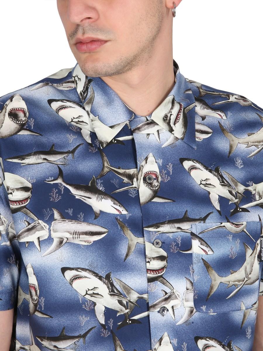 PALM ANGELS CAMICIA BOWLING SHARKS IN COTONE
