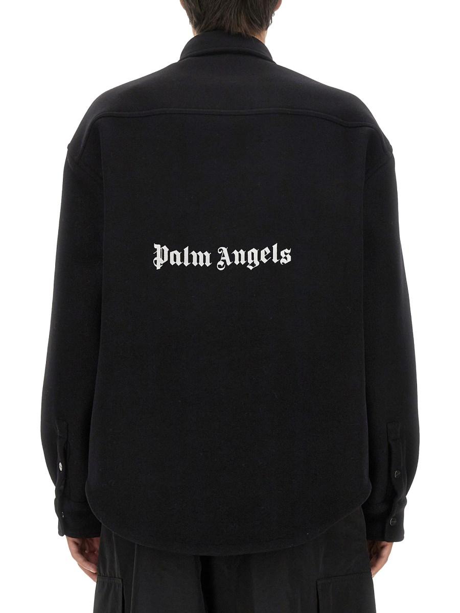 PALM ANGELS CAMICIA IN LANA CON LOGO