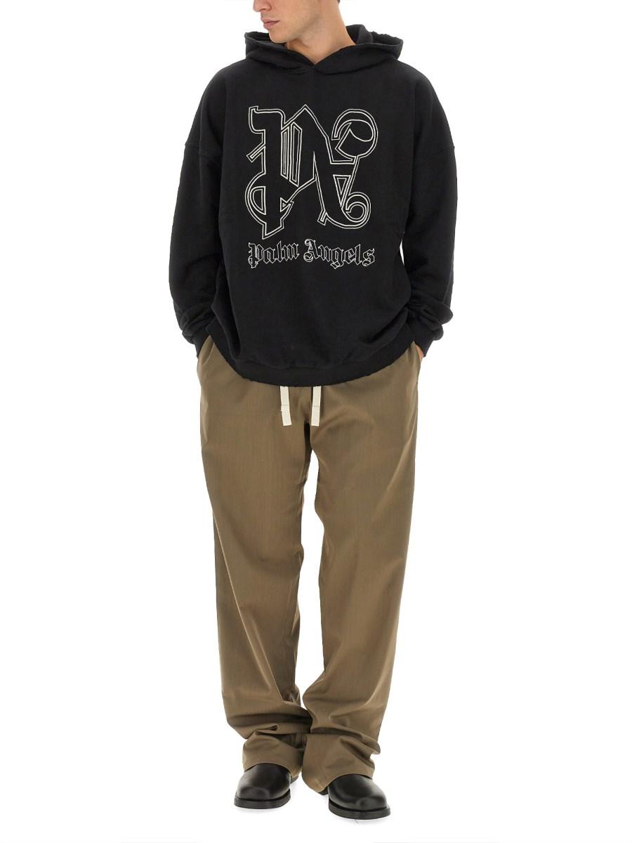 PALM ANGELS FELPA IN COTONE CON LOGO MONOGRAM