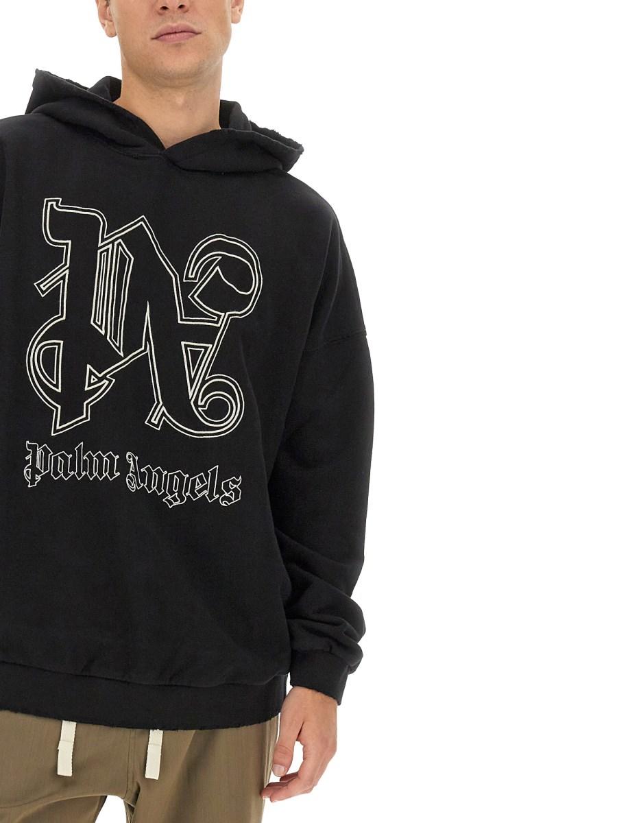 PALM ANGELS FELPA IN COTONE CON LOGO MONOGRAM