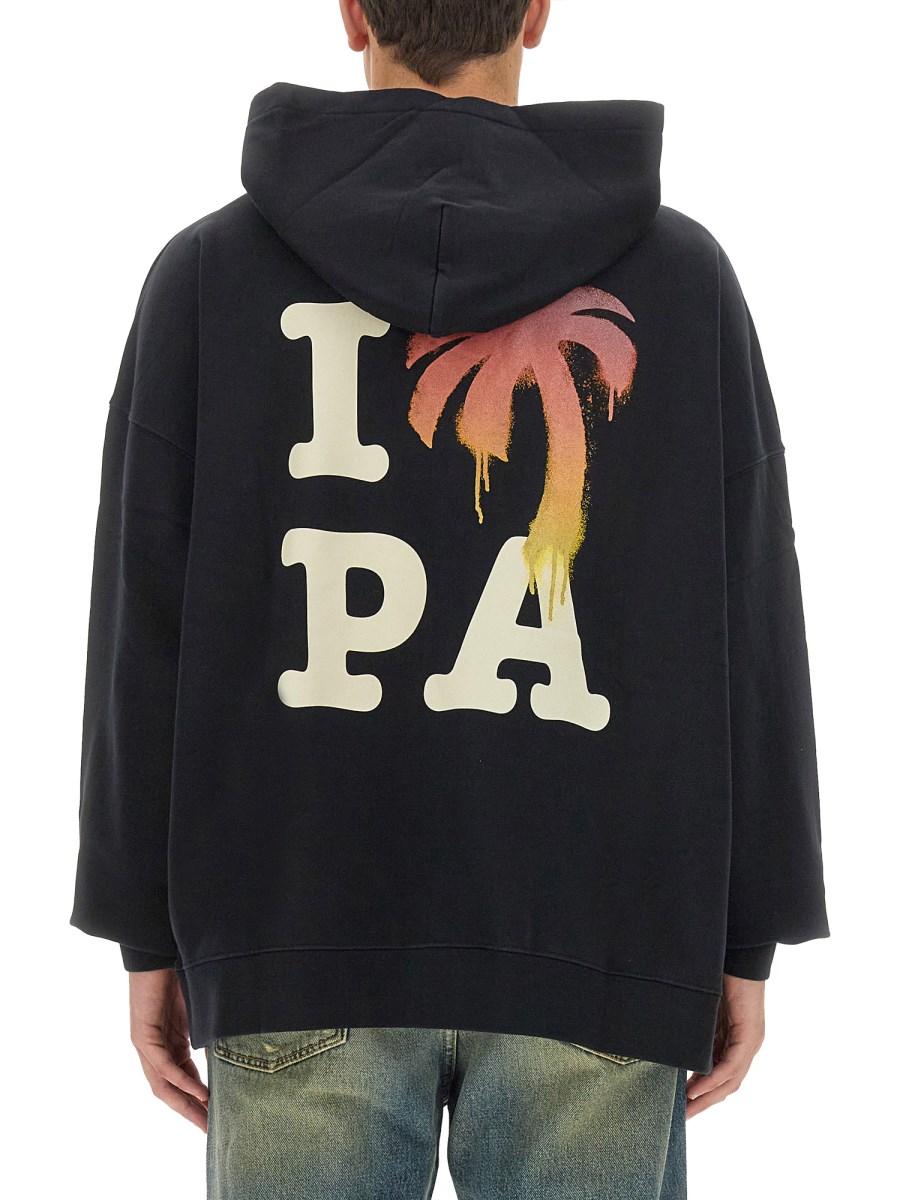 PALM ANGELS FELPA IN COTONE CON STAMPA I LOVE PA