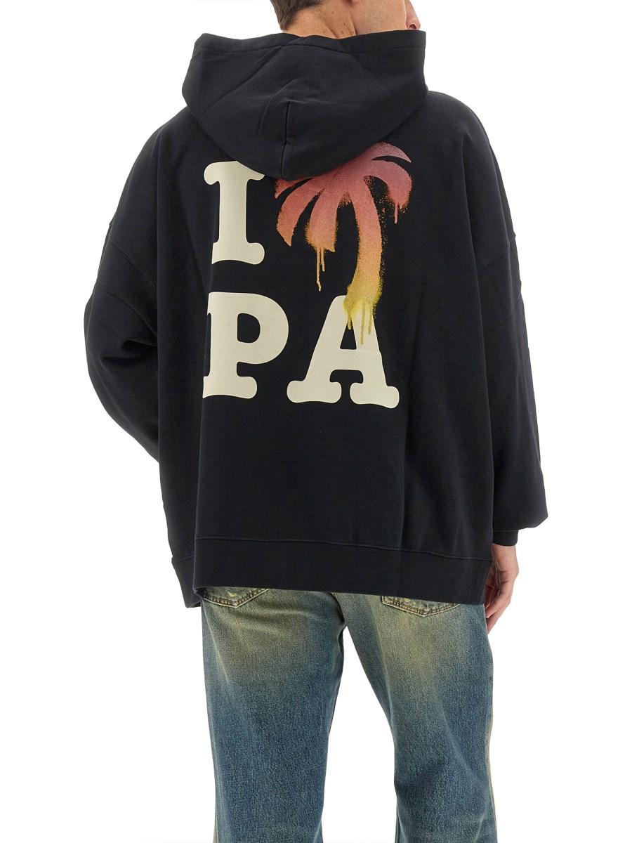 PALM ANGELS FELPA IN COTONE CON STAMPA I LOVE PA