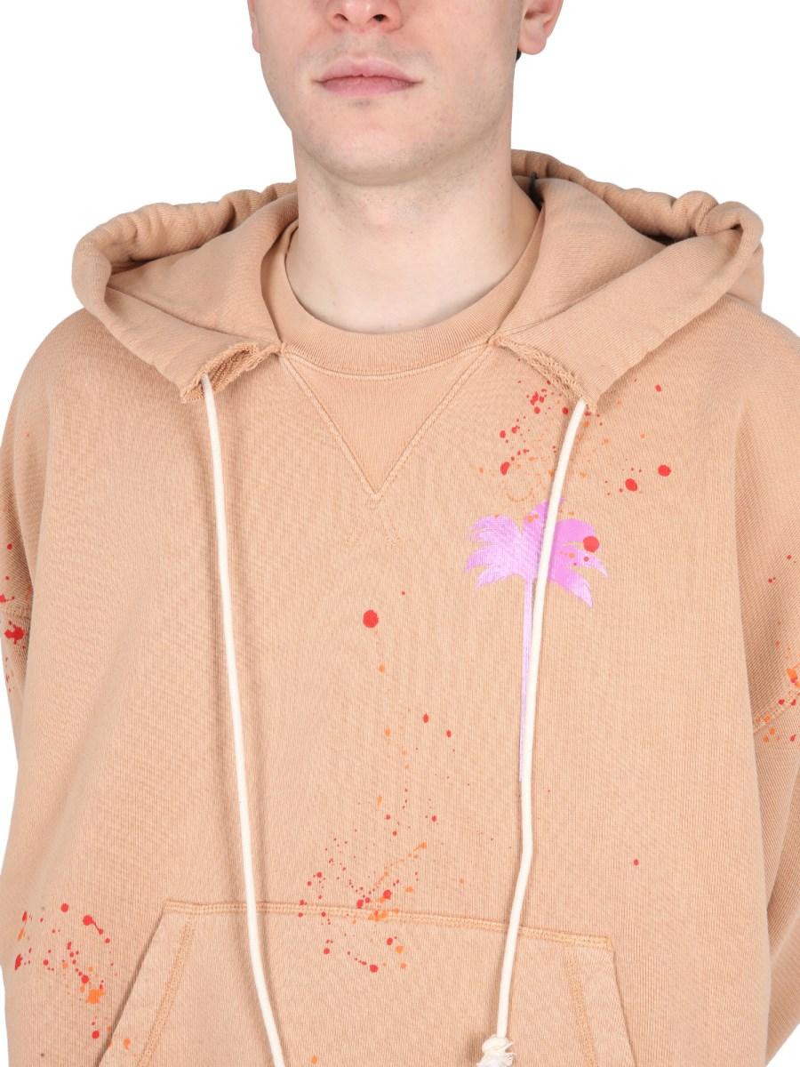 PALM ANGELS FELPA IN COTONE CON STAMPA LOGO