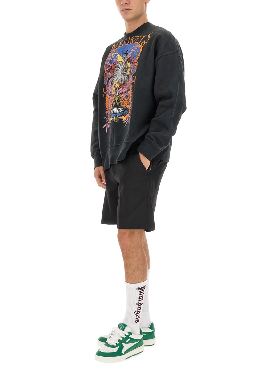 PALM ANGELS FELPA IN COTONE CON STAMPA LOGO