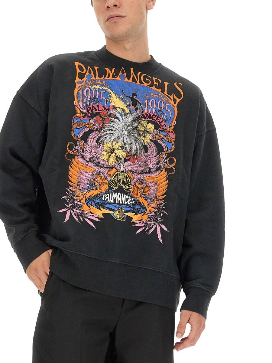 PALM ANGELS FELPA IN COTONE CON STAMPA LOGO