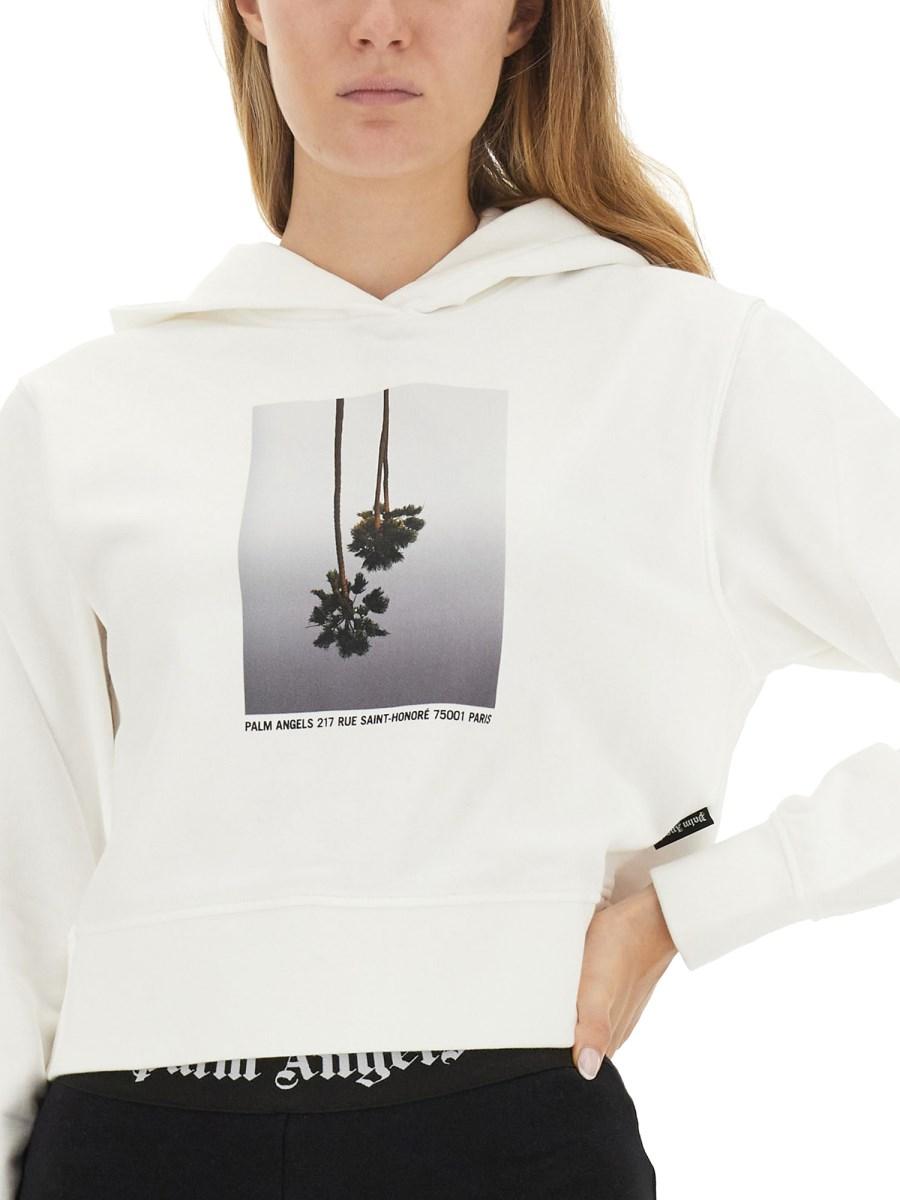 PALM ANGELS FELPA IN COTONE CON STAMPA LOGO