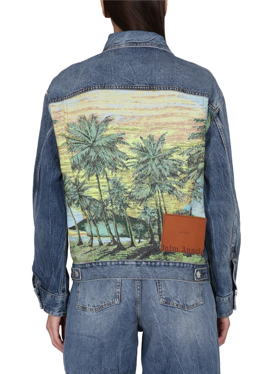 PALM ANGELS GIACCA IN DENIM CON STAMPA SUNRISE