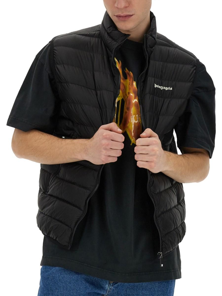 PALM ANGELS GILET IN NYLON CON LOGO