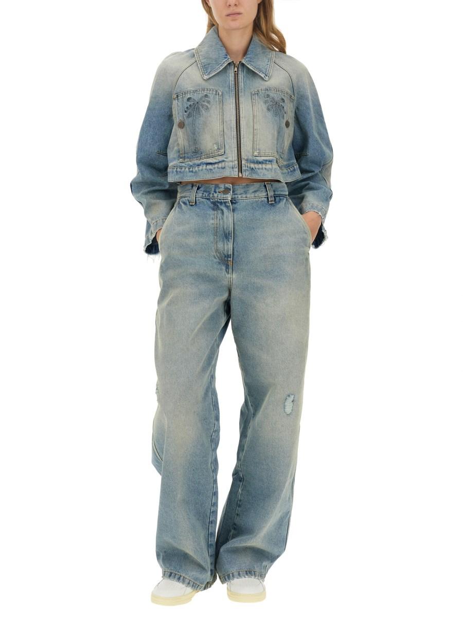 PALM ANGELS JEANS PARIS AMPI IN DENIM DI COTONE