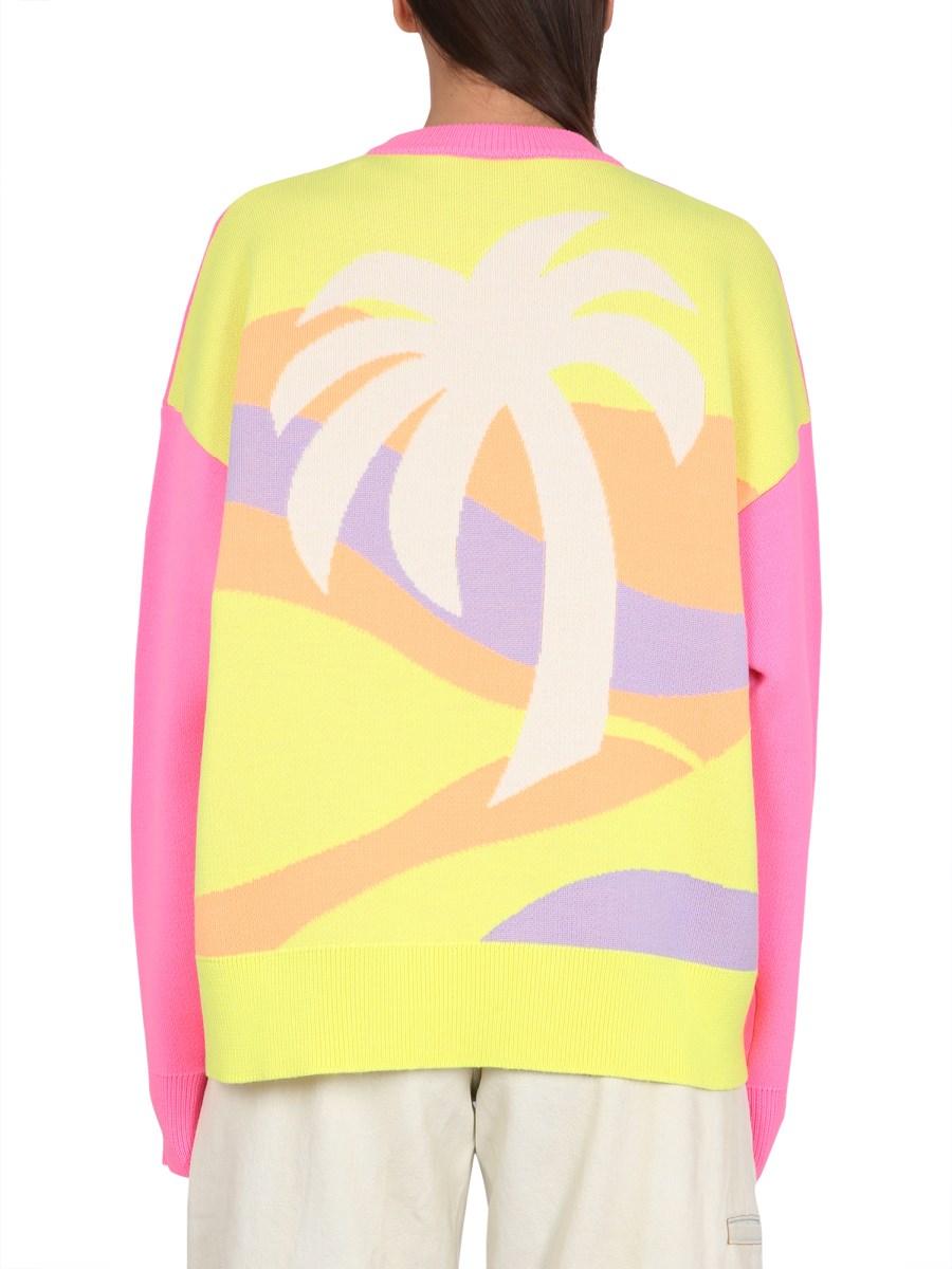 PALM ANGELS MAGLIA IN LANA CON MOTIVO PALM