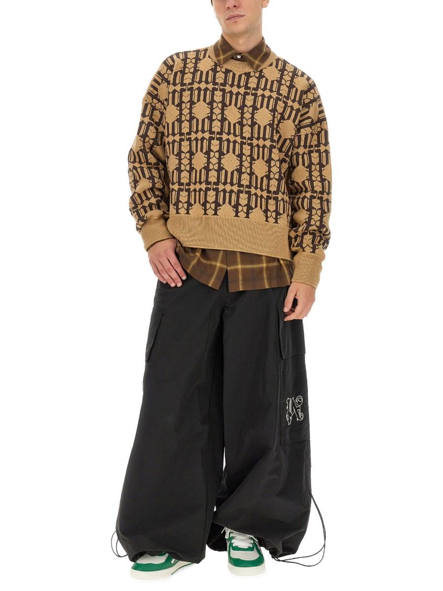 PALM ANGELS MAGLIONE IN JACQUARD CON MONOGRAM