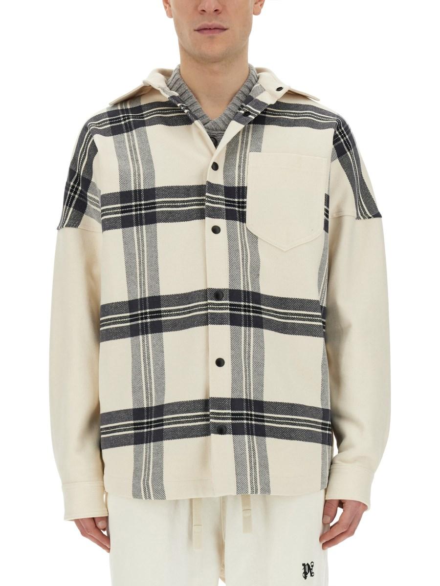 PALM ANGELS OVERSHIRT IN COTONE CHECK CON LOGO
