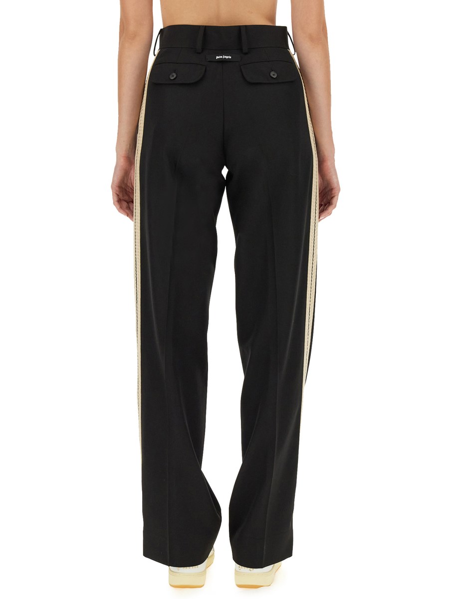 PALM ANGELS PANTALONE IN LANA CON BANDA IN MAGLIA