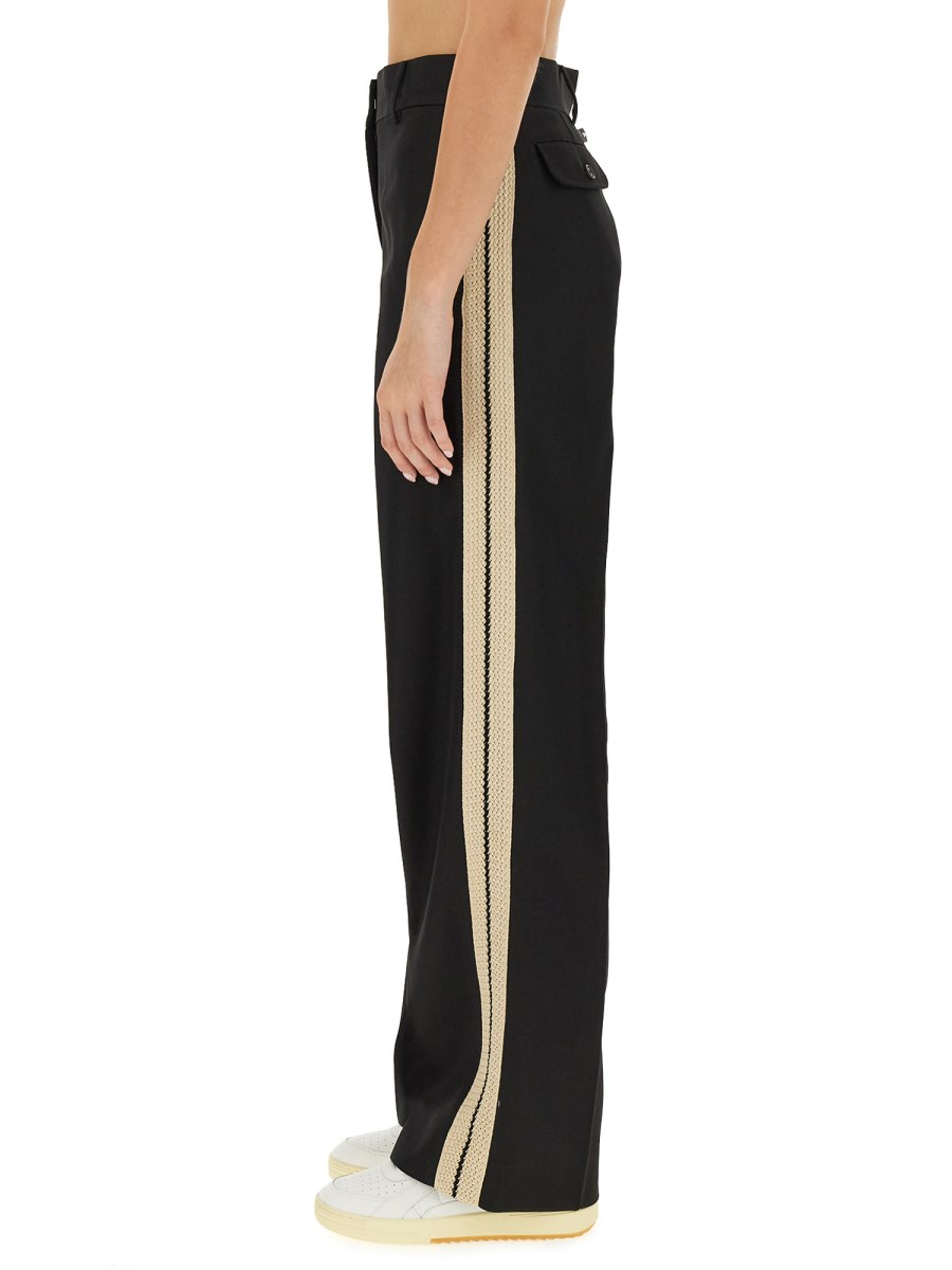 PALM ANGELS PANTALONE IN LANA CON BANDA IN MAGLIA