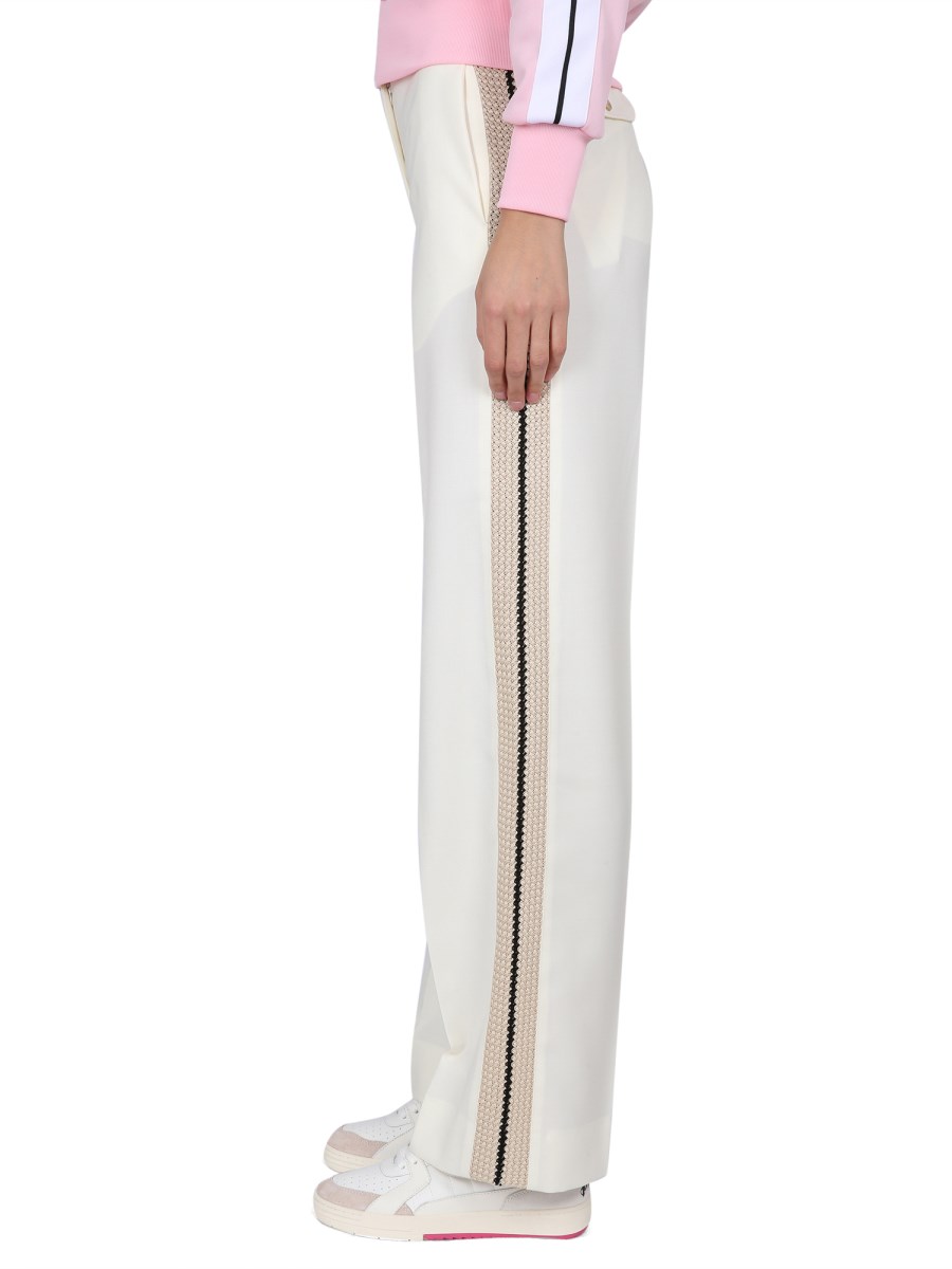 PALM ANGELS PANTALONE IN LANA CON BANDA IN MAGLIA
