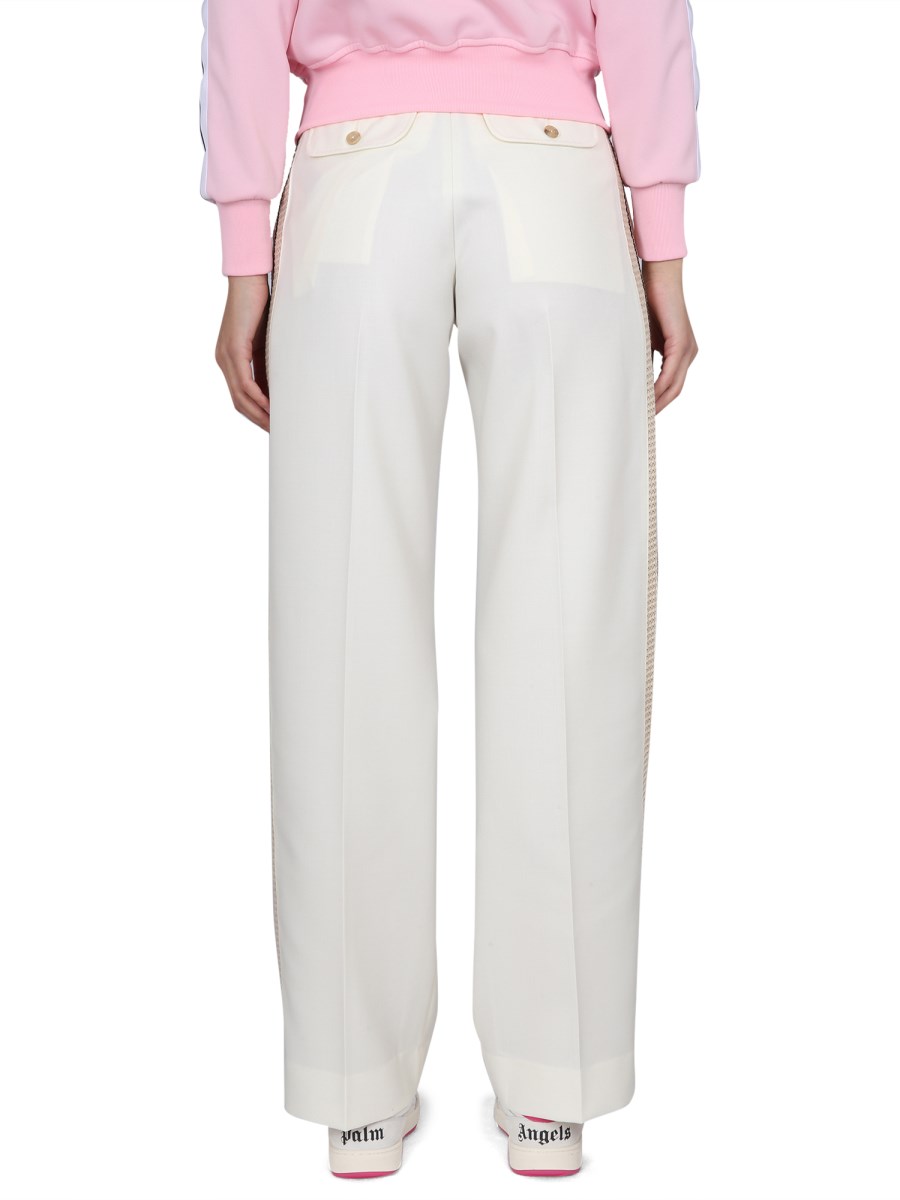 PALM ANGELS PANTALONE IN LANA CON BANDA IN MAGLIA