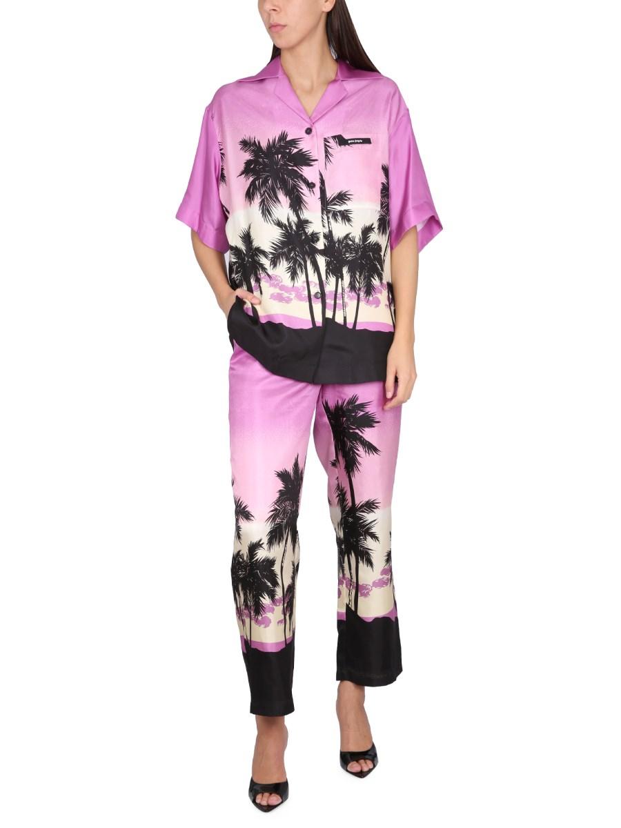 PALM ANGELS PANTALONE IN VISCOSA CON STAMPA SUNSET