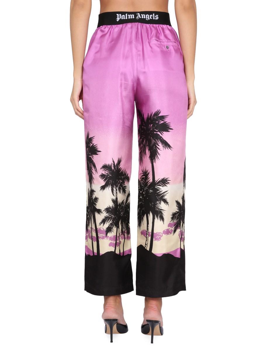 PALM ANGELS PANTALONE IN VISCOSA CON STAMPA SUNSET
