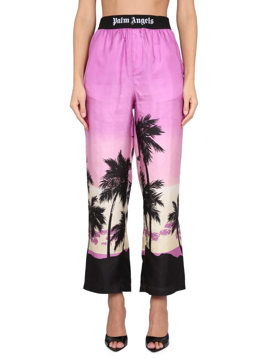 PALM ANGELS PANTALONE IN VISCOSA CON STAMPA SUNSET