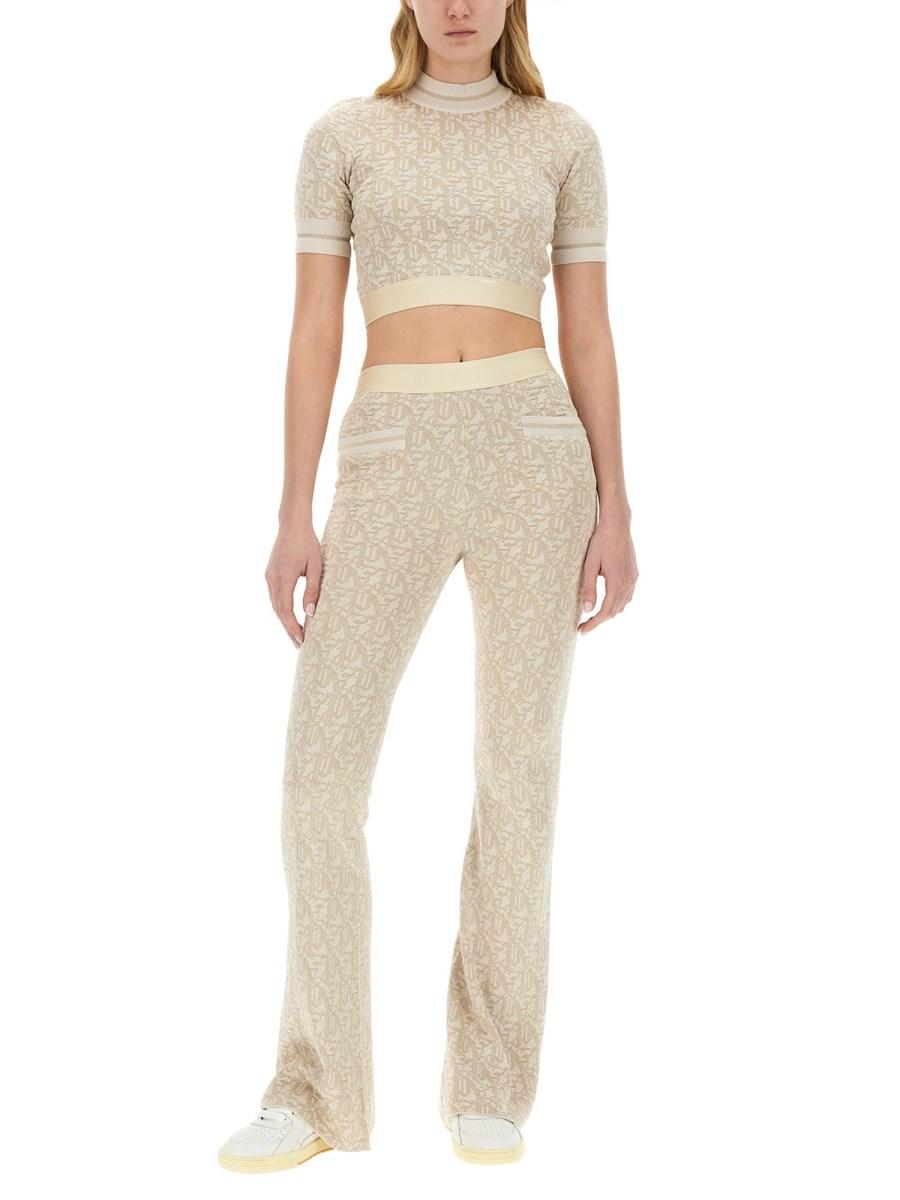 PALM ANGELS PANTALONE MONOGRAM IN MAGLIA