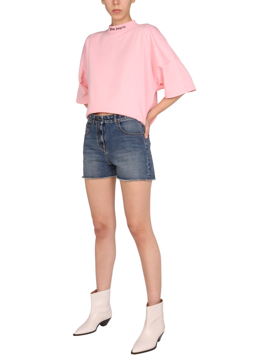 PALM ANGELS SHORTS IN DENIM DI COTONE
