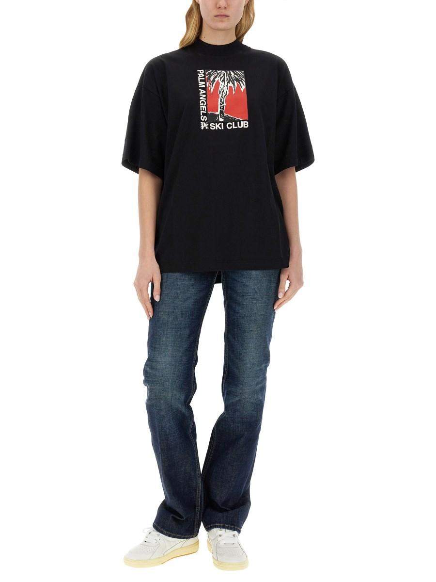 PALM ANGELS T-SHIRT FIT MORBIDO PALM SCI CLUB